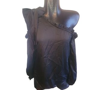 CeCe Black Off Shoulder Bow Detail Blouse M